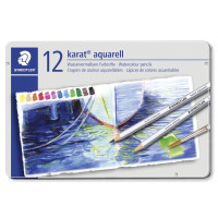 Набор цветных акварельных карандашей Staedtler Karat 12 шт, в металлическом футляре