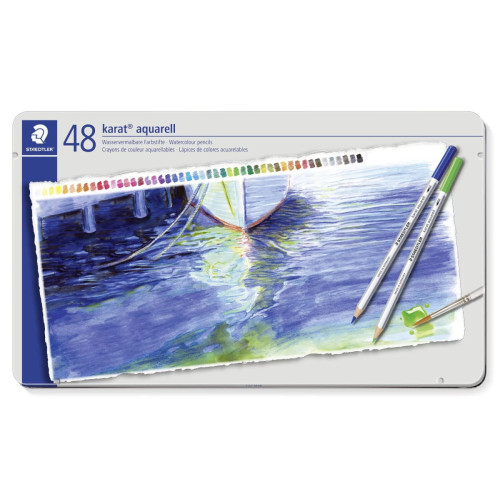 Карандаши цветные акварельные Staedtler Karat 48 шт, в металлическом футляре