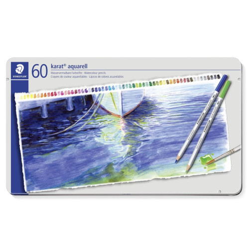 Карандаши цветные акварельные Staedtler Karat 60 ш, в металлическом футляре