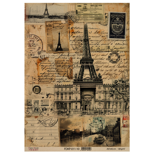 Аркуш крафт паперу з малюнком Vintage Europe №10, 42x29,7 см