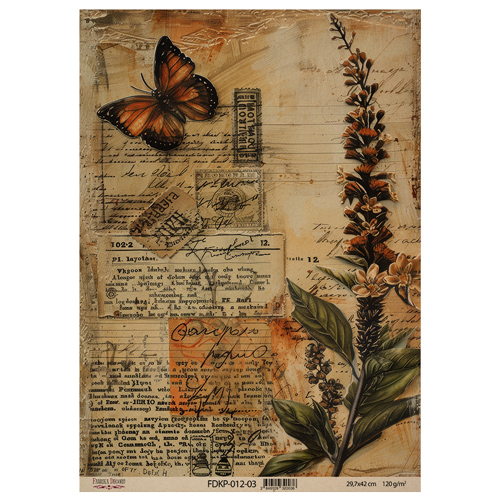 Аркуш крафт паперу з малюнком Naturalist Notes №3, 42x29,7 см