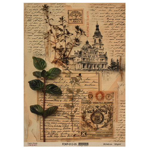 Аркуш крафт паперу з малюнком Naturalist Notes №5, 42x29,7 см