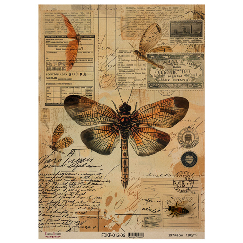 Аркуш крафт паперу з малюнком Naturalist Notes №6, 42x29,7 см