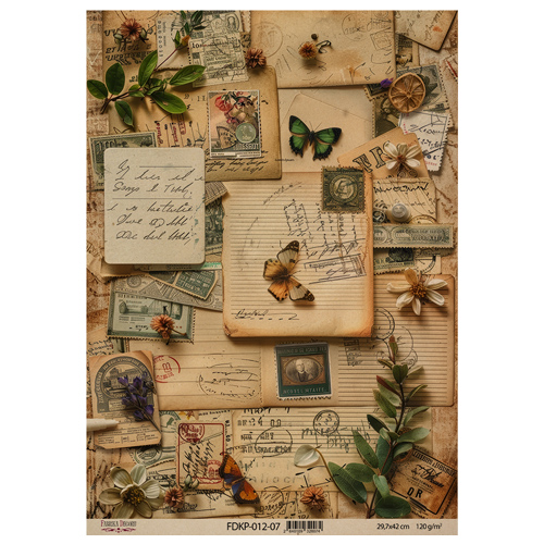 Аркуш крафт паперу з малюнком Naturalist Notes №7, 42x29,7 см
