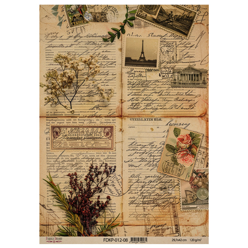 Аркуш крафт паперу з малюнком Naturalist Notes №8, 42x29,7 см