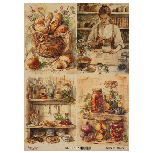Аркуш крафт паперу з малюнком Cooking delights №2, 42x29,7 см