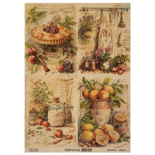 Аркуш крафт паперу з малюнком Cooking delights №3, 42x29,7 см
