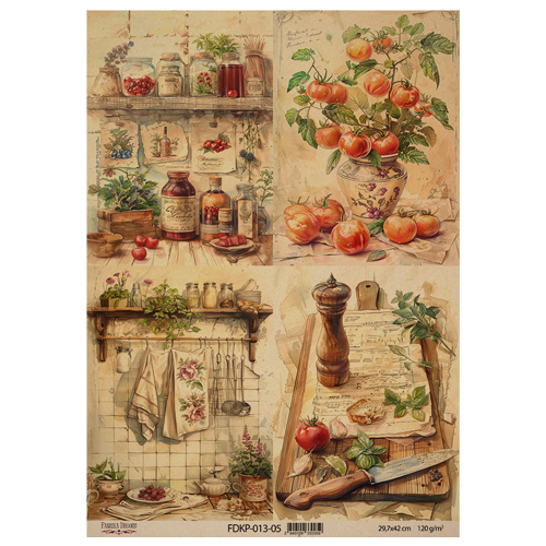 Аркуш крафт паперу з малюнком Cooking delights №5, 42x29,7 см