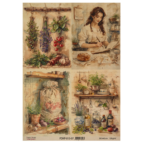 Аркуш крафт паперу з малюнком Cooking delights №7, 42x29,7 см