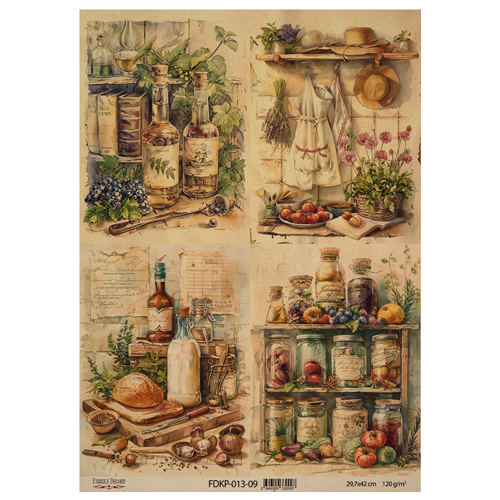 Аркуш крафт паперу з малюнком Cooking delights №9, 42x29,7 см