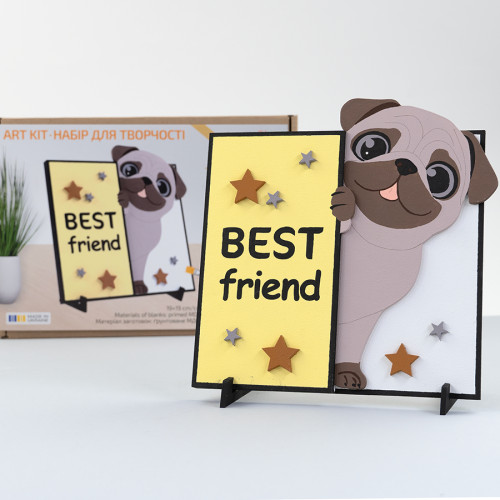 Набір для творчості картина 3D, Best Friend, МДФ ґрунтоване, 19х19 см, ROSA Talent