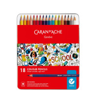 Набір акварельних олівців Caran d'Ache School Line Металевий бокс, 18 кольорів