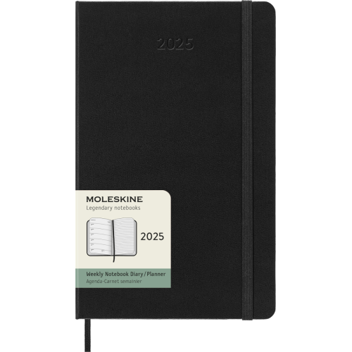 Тижневик датований Moleskine 2025 Чорний, 13х21 см, в твердій обкладинці, 144 стор