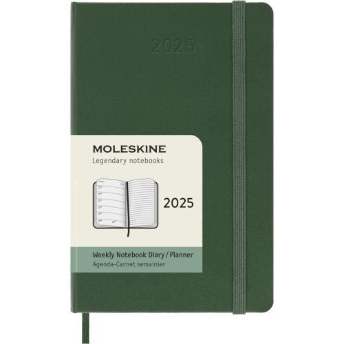 Тижневик датований кишеньковий Moleskine 2025 Миртовий Зелений, 9х14 см, в твердій обкладинці, 144 стор