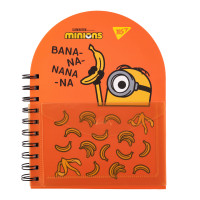 Блокнот YES В6+двойная спираль с пластиковым карманом Minions