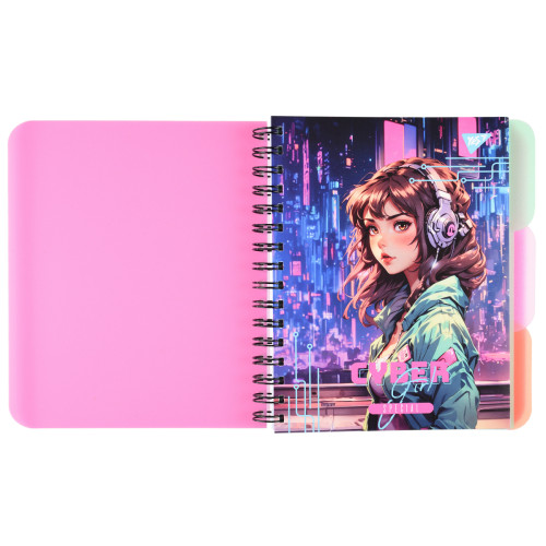 Зошит для записів YES А5, 144 аркуша, пластикова обкладинка Cyber girl