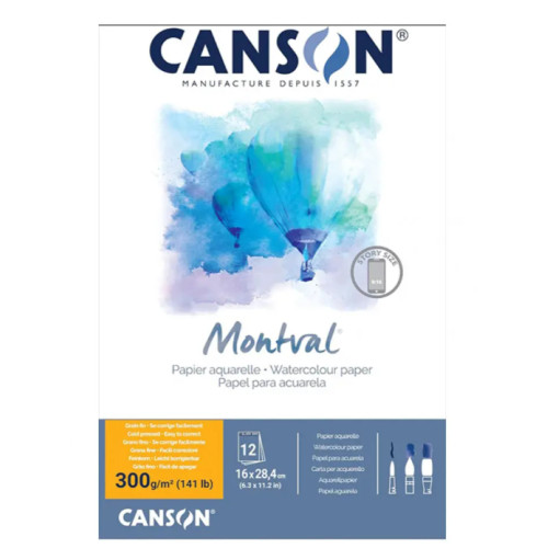 Альбом для акварелі Montval Cold Pressed 300 г, 16x28,4 см, 12 аркушів, story format, Canson