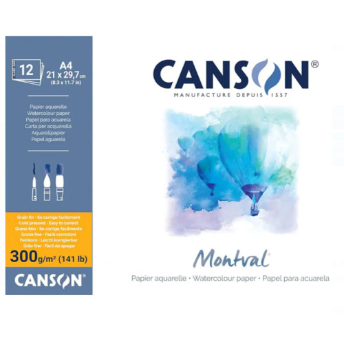 Альбом для акварелі Montval Cold Pressed 300 г, A4 - 21x29,7 см, 12 аркушів, Canson