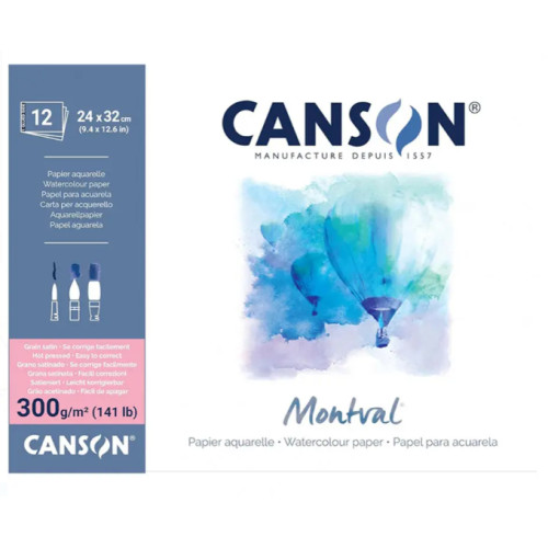 Альбом для акварелі Montval Hot Pressed 300 г, 24x32 см, 12 аркушів, Canson