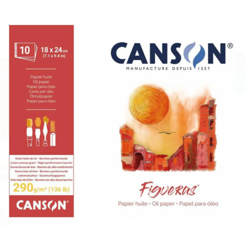 Альбом паперу для олії Figueras Linen canvas grain 290 г, 18x24 см, 10 аркушів, Canson