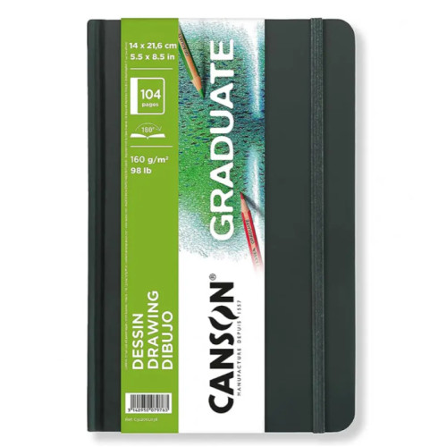 Блокнот для ескізів Graduate Dessin Light grain Canson 160 г, 14,8x21 см, 104 аркушів, 52 аркуші
