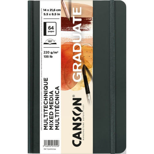 Блокнот Canson Graduate Books Mixed Media naturel 220 г, 14,8x21 см, 64 сторінки