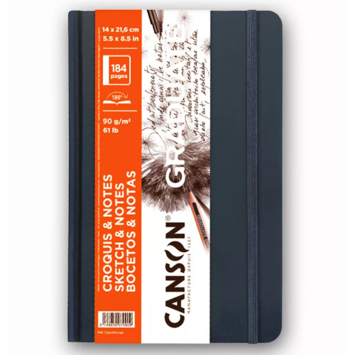 Блокнот Canson Graduate Sketch and Notes, м'яка обкладинка, 90 г, 14,8x21 см, 184 листи, Dark blue