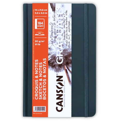 Блокнот Canson Graduate Sketch and Notes, тверда обкладинка, 90 г, 14,8x21 см, 184 листів, Dark blue