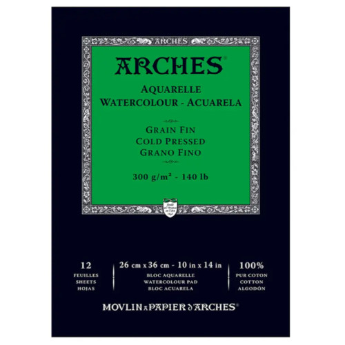 Альбом для акварелі Arches Cold Pressed Natural White 300 г, 26x36 см, 12 аркушів