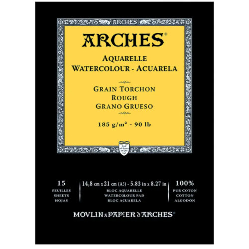 Альбом для акварелі Arches Rough Natural White 185 г, 14,8x21 см, 15 аркушів
