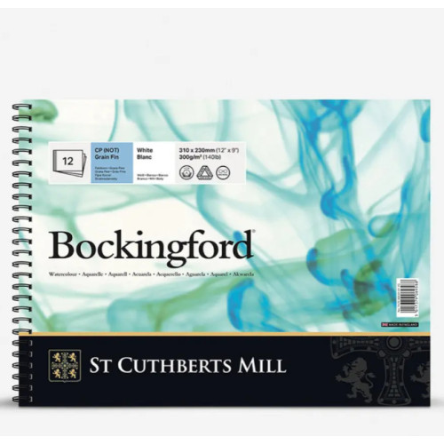 Альбом для акварелі на спіралі Bockingford, CP, White, 300 г, 31х23 см, 12 листів