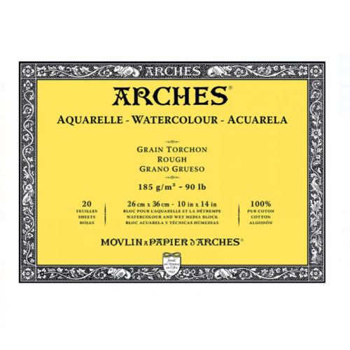 Блок паперу для акварелі Arches Rough Natural White 185 г, 26x36 см, 20 аркушів