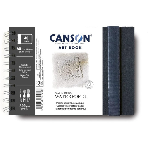 Блокнот для акварелі Saunders Waterford, CP, 100% cotton, 300 г, 14,8x21 см - A5, 40 аркушів, Landscape