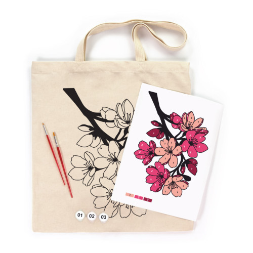 Набір екосумка-розмальовка Flowers, бавовна 220 г/м2, 38х42 см, ROSA Talent