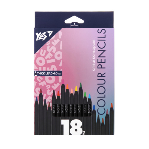 Кольорові олівці Yes Fusion, 18 кольорів