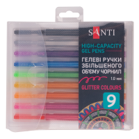 Набор гелевых ручек увеличенного объема чернил SANTI Glitter 9 штук