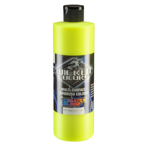 Фарба для аерографії Флуоресцентний жовтий Wicked Colors W024 Fluorescent Yellow, 480 мл