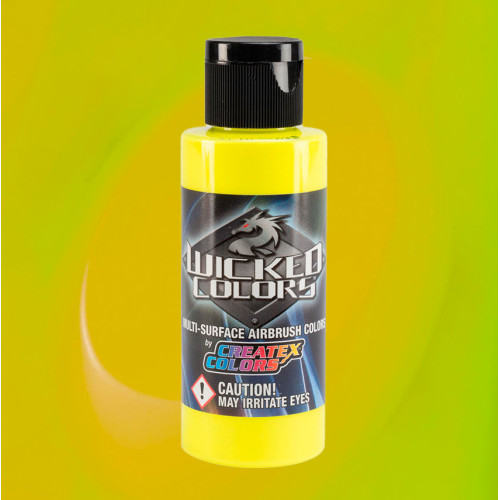 Фарба для аерографії Флуоресцентний жовтий Wicked Colors W024 Fluorescent Yellow, 60 мл