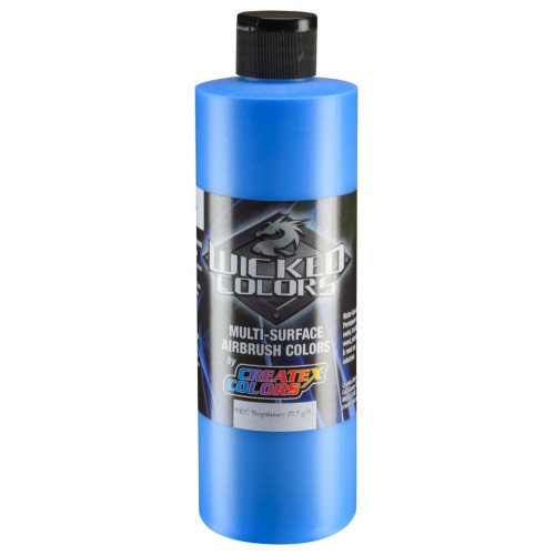 Краска для аэрографии Флуоресцентный синий Wicked Colors W028 Fluorescent Blue, 480 мл