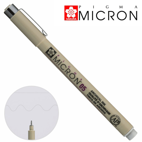 Лінер PIGMA MICRON (0.5), 0,45мм, Сірий, Світлий, Sakura