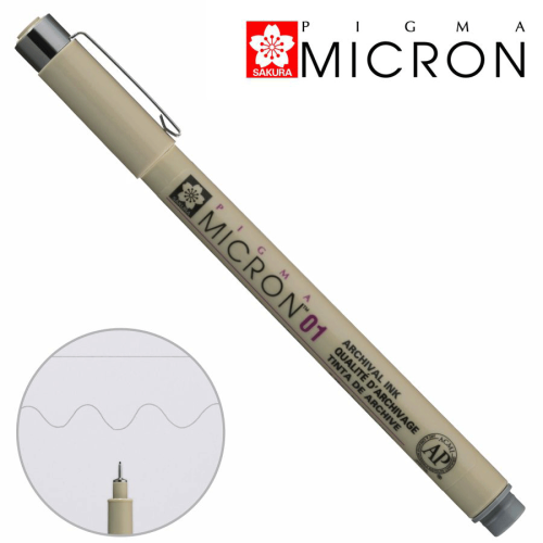 Лінер PIGMA MICRON (0.1), 0,25мм, Сірий, Sakura