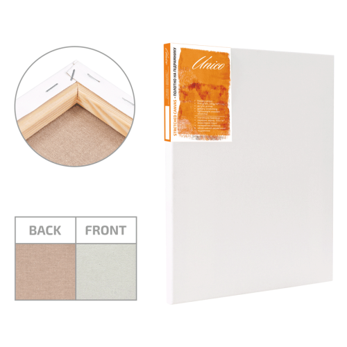 Полотно на підрамнику бавовна 40х50 см, середнє зерно 335 г/м2, акрил, Італія Unico Light