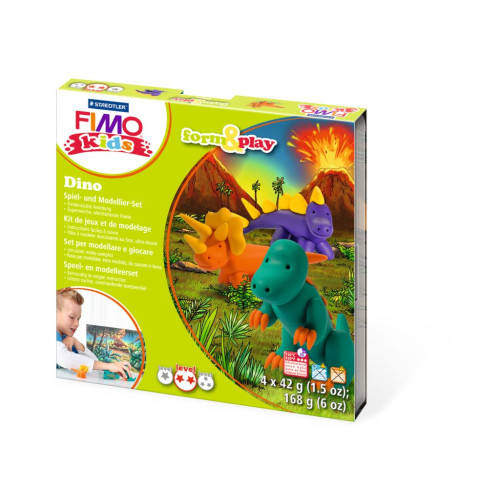Набір пластики Fimo kids Діно, 4 кольори по 42г
