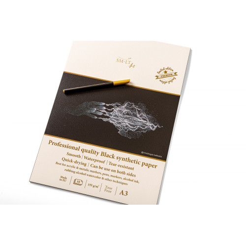Склейка для спиртового чорнила PRO CREATE А4, 155г/м2, 10л, чорний, SMILTAINIS