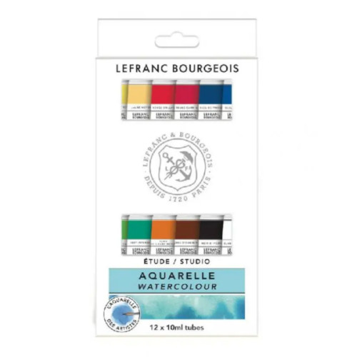 Набор акварельных красок Studio Watercolour Set Lefranc, 12x10 мл, картонная упаковка