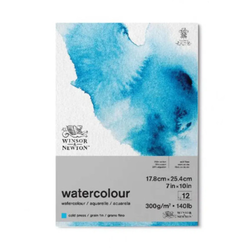 Альбом акварельной бумаги Winsor Newton Watercolour, cold press, 25% хлопок, 18х25 см, 300 г/м2, 12 листов