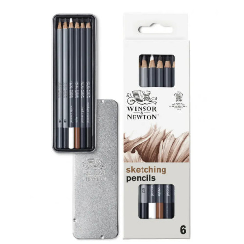 Набір олівців для скетчингу Winsor Newton Sketching Pensil Tin, 6 предметів, в металі