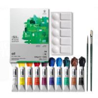 Набір масляних фарб Winton Cardboard Set, 10 шт по 12 мл + альбом А4 230г + 2 пензлі (№2,8)