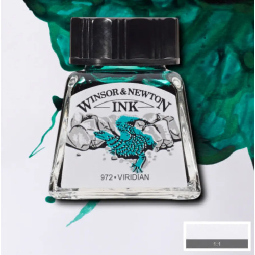 Тушь Drawing Inks Winsor Newton 14 мл № 692 Viridian (Виридиан)