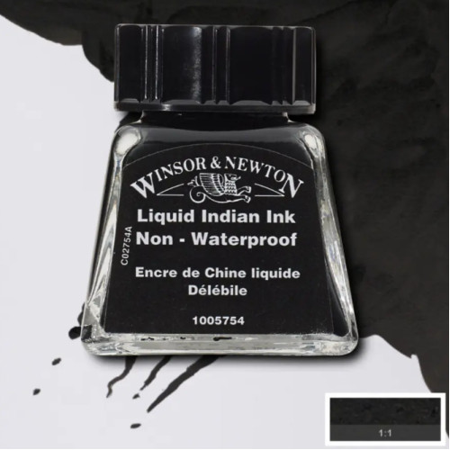 Туш Drawing Inks Winsor Newton 14 мл, Liquid Indian (Індійський чорний)